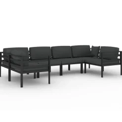 MAISON EXCLUSIVE - Salon de jardin 6 pcs avec coussins aluminium anthracite