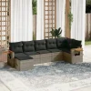 MAISON EXCLUSIVE - Salon de jardin avec coussins 7 pcs gris résine tressée