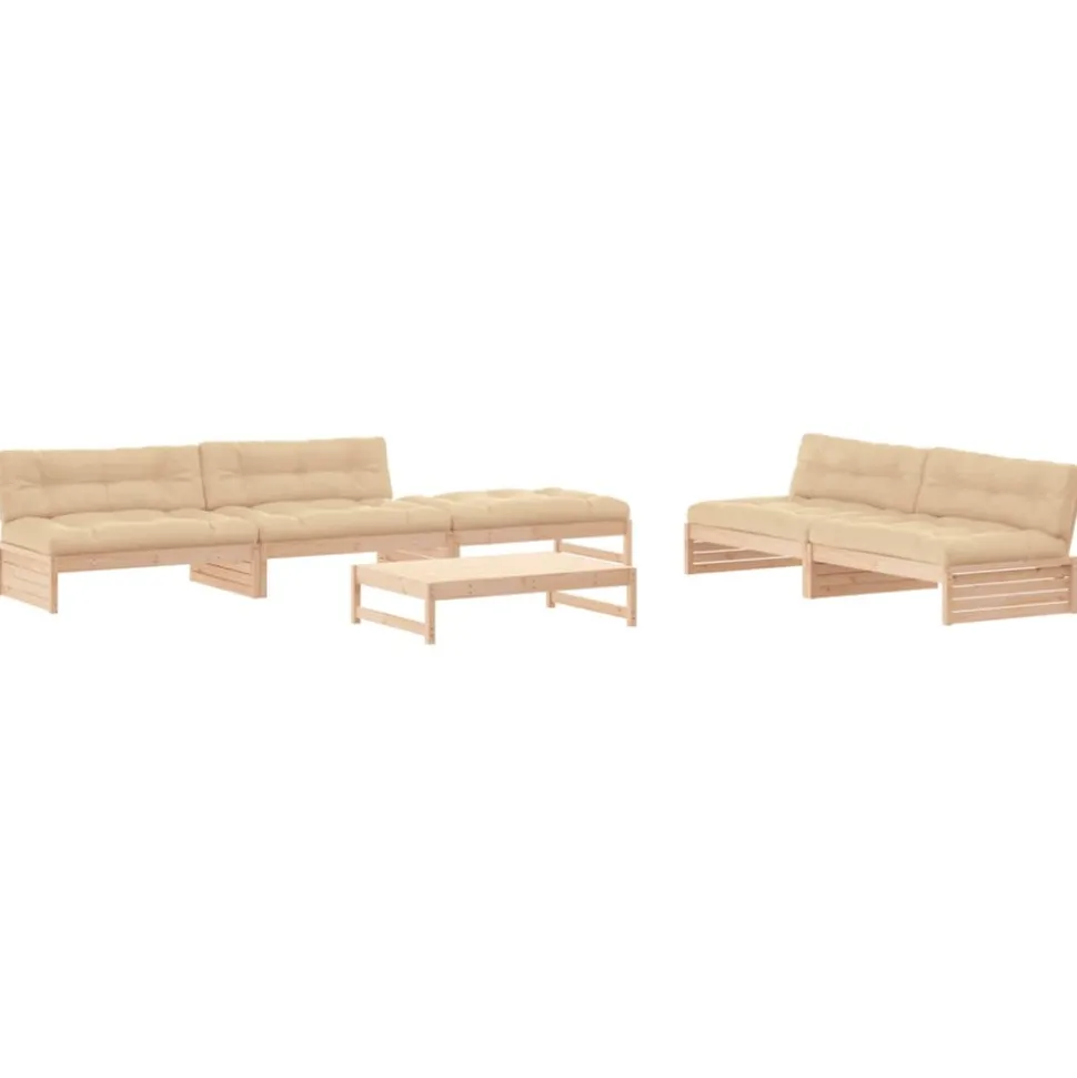 MAISON EXCLUSIVE - Salon de jardin 6 pcs avec coussins bois massif