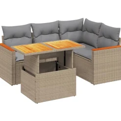 MAISON EXCLUSIVE - Salon de jardin avec coussins 5 pcs beige résine tressée