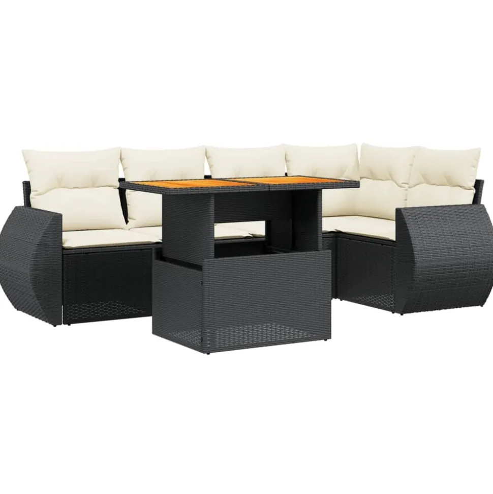 MAISON EXCLUSIVE - Salon de jardin 6 pcs avec coussins noir résine tressée