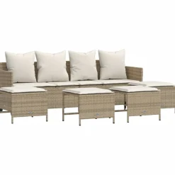 MAISON EXCLUSIVE - Salon de jardin avec coussins 5 pcs beige résine tressée