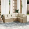 MAISON EXCLUSIVE - Salon de jardin avec coussins 6 pcs beige résine tressée