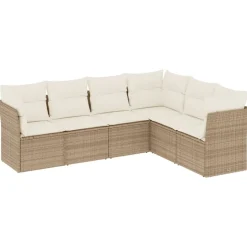 MAISON EXCLUSIVE - Salon de jardin avec coussins 6 pcs beige résine tressée