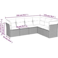 MAISON EXCLUSIVE - Salon de jardin avec coussins 6 pcs beige résine tressée