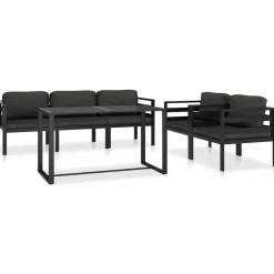 MAISON EXCLUSIVE - Salon de jardin 6 pcs avec coussins aluminium anthracite