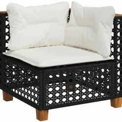 MAISON EXCLUSIVE - Salon de jardin 8 pcs avec coussins noir résine tressée