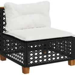 MAISON EXCLUSIVE - Salon de jardin 8 pcs avec coussins noir résine tressée