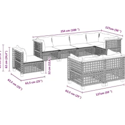 MAISON EXCLUSIVE - Salon de jardin 8 pcs avec coussins noir résine tressée