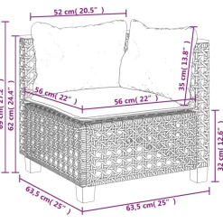 MAISON EXCLUSIVE - Salon de jardin 8 pcs avec coussins noir résine tressée