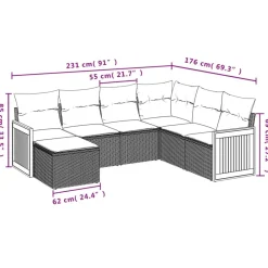 MAISON EXCLUSIVE - Salon de jardin avec coussins 7 pcs gris résine tressée