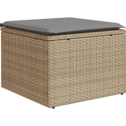 MAISON EXCLUSIVE - Salon de jardin avec coussins 8 pcs beige résine tressée