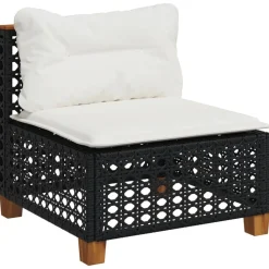 MAISON EXCLUSIVE - Salon de jardin 9 pcs avec coussins noir résine tressée