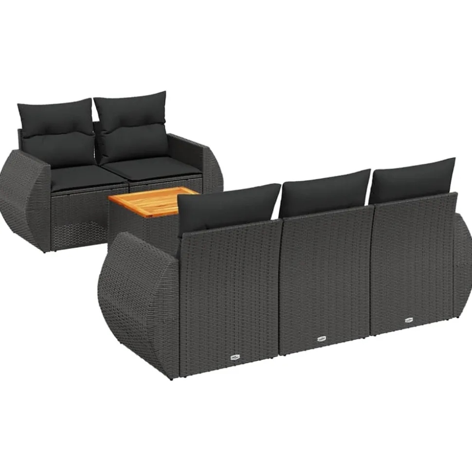 MAISON EXCLUSIVE - Salon de jardin 6 pcs avec coussins noir résine tressée
