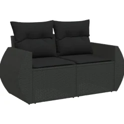 MAISON EXCLUSIVE - Salon de jardin 6 pcs avec coussins noir résine tressée