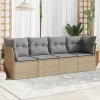 MAISON EXCLUSIVE - Salon de jardin avec coussins 4 pcs beige résine tressée