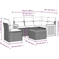 MAISON EXCLUSIVE - Salon de jardin 6 pcs avec coussins noir résine tressée