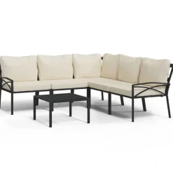 MAISON EXCLUSIVE - Salon de jardin 6 pcs avec coussins sable acier