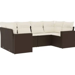 MAISON EXCLUSIVE - Salon de jardin avec coussins 6 pcs marron résine tressée