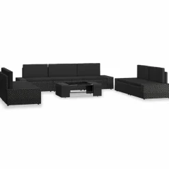 MAISON EXCLUSIVE - Salon de jardin 8 pcs résine tressée noir
