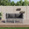 MAISON EXCLUSIVE - Salon de jardin avec coussins 2 pcs blanc acier