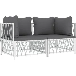 MAISON EXCLUSIVE - Salon de jardin avec coussins 2 pcs blanc acier