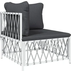 MAISON EXCLUSIVE - Salon de jardin avec coussins 2 pcs blanc acier