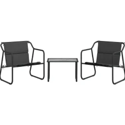 MAISON EXCLUSIVE - Salon de jardin avec coussins 3 pcs anthracite acier