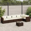 MAISON EXCLUSIVE - Salon de jardin avec coussins 7 pcs marron résine tressée