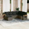 MAISON EXCLUSIVE - Salon de jardin avec coussins 7 pcs gris résine tressée