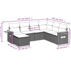 MAISON EXCLUSIVE - Salon de jardin avec coussins 7 pcs gris résine tressée