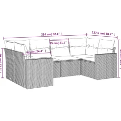 MAISON EXCLUSIVE - Salon de jardin avec coussins 6 pcs marron résine tressée