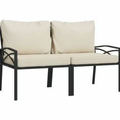 MAISON EXCLUSIVE - Salon de jardin 9 pcs avec coussins sable acier