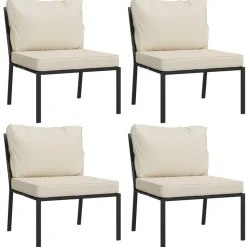 MAISON EXCLUSIVE - Salon de jardin 9 pcs avec coussins sable acier