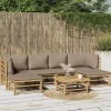MAISON EXCLUSIVE - Salon de jardin 7 pcs avec coussins taupe bambou