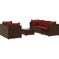 MAISON EXCLUSIVE - Salon de jardin 6 pcs avec coussins marron résine tressée