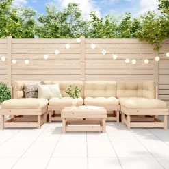 MAISON EXCLUSIVE - Salon de jardin 7 pcs bois de pin massif