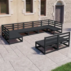 MAISON EXCLUSIVE - Salon de jardin 9 pcs bois de pin massif