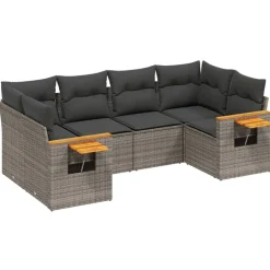 MAISON EXCLUSIVE - Salon de jardin 6 pcs avec coussins gris résine tressée