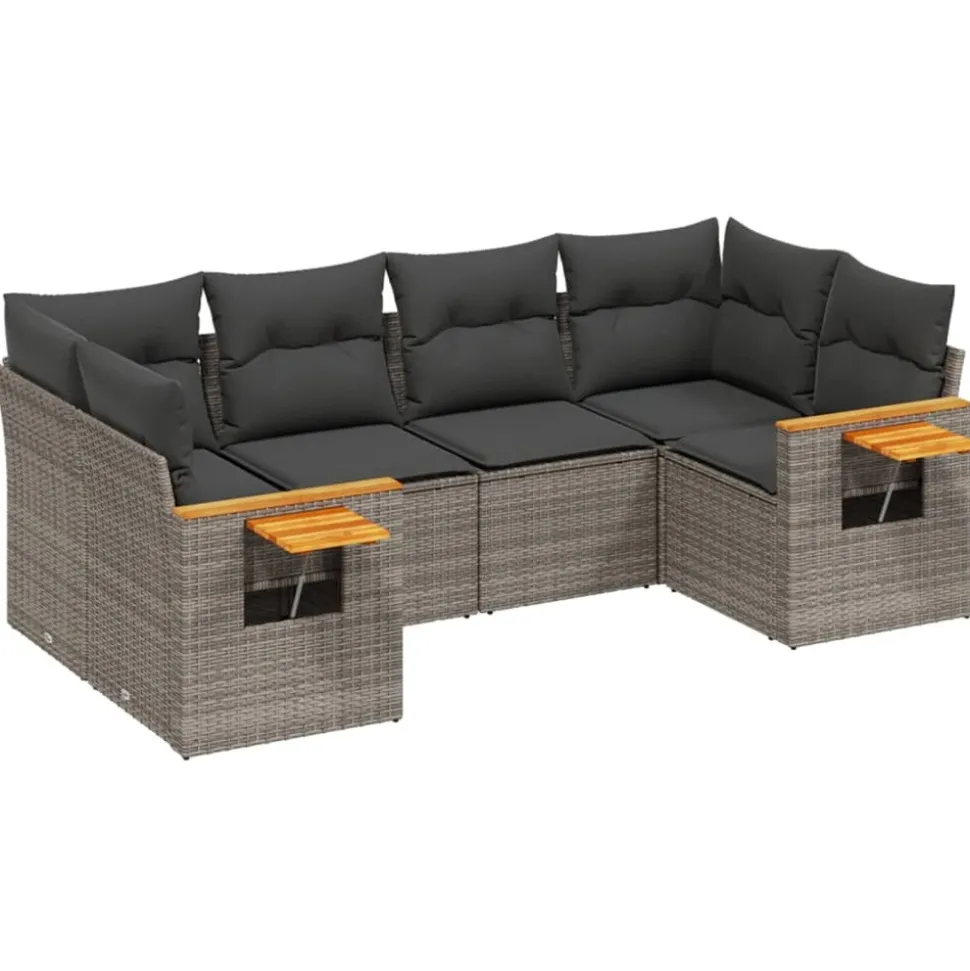 MAISON EXCLUSIVE - Salon de jardin 6 pcs avec coussins gris résine tressée