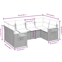 MAISON EXCLUSIVE - Salon de jardin 6 pcs avec coussins gris résine tressée
