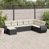 MAISON EXCLUSIVE - Salon de jardin 8 pcs avec coussins noir résine tressée