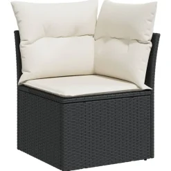 MAISON EXCLUSIVE - Salon de jardin 8 pcs avec coussins noir résine tressée