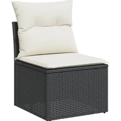 MAISON EXCLUSIVE - Salon de jardin 8 pcs avec coussins noir résine tressée