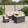 MAISON EXCLUSIVE - Salon de jardin 9 pcs avec coussins noir résine tressée