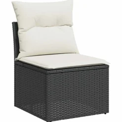 MAISON EXCLUSIVE - Salon de jardin 10 pcs avec coussins noir résine tressée