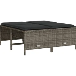 MAISON EXCLUSIVE - Salon de jardin 5 pcs avec coussins gris résine tressée