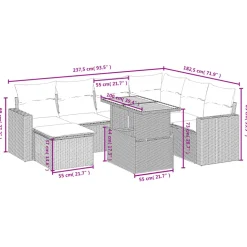 MAISON EXCLUSIVE - Salon de jardin avec coussins 8 pcs beige résine tressée