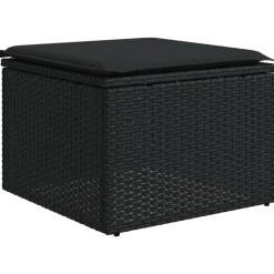 MAISON EXCLUSIVE - Salon de jardin 9 pcs avec coussins noir résine tressée