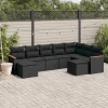 MAISON EXCLUSIVE - Salon de jardin 9 pcs avec coussins noir résine tressée
